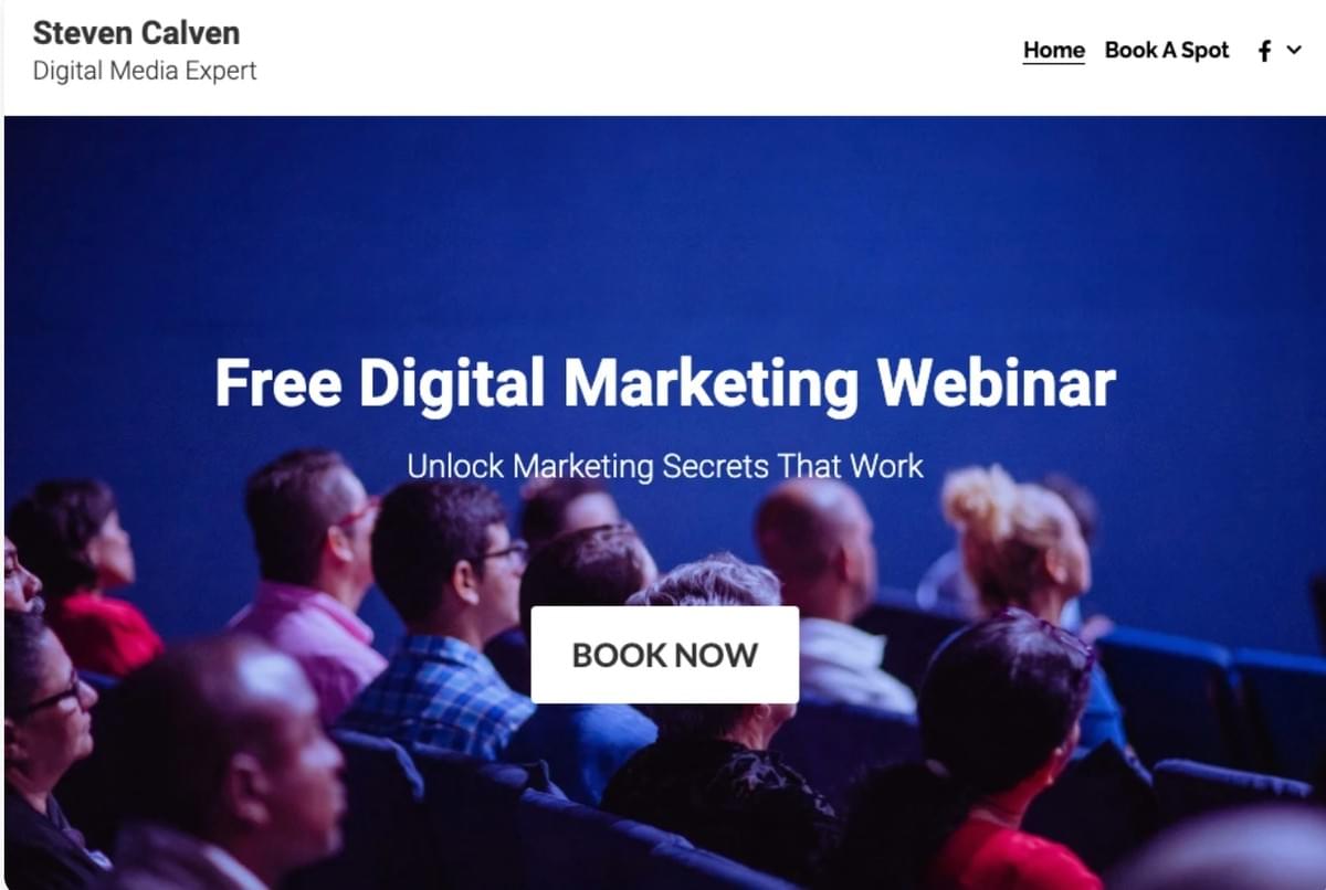 Modelo de Webinar da Strikingly