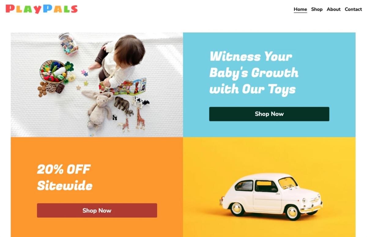 PlayPals Store-Vorlage von Strikingly