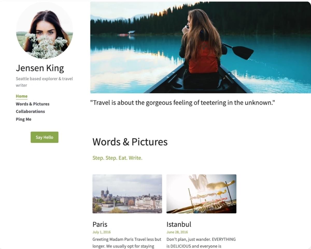 Jensen King Digital Creator Template van Strikingly
