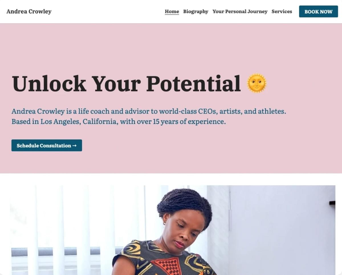 Andrea Template von Strikingly