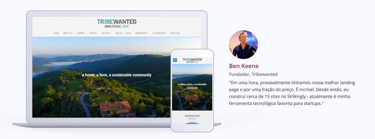 Sites Móveis Criados com Strikingly