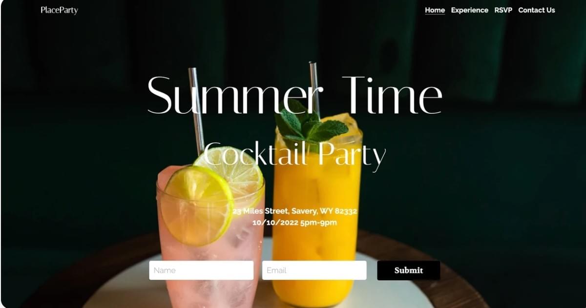 PlaceParty Sjabloon met Strikingly