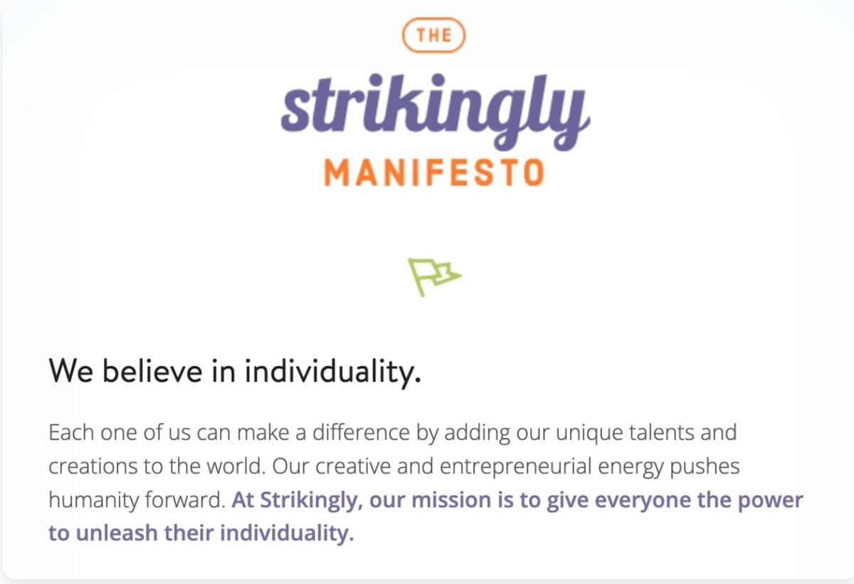 Strikingly Brand Manifesto