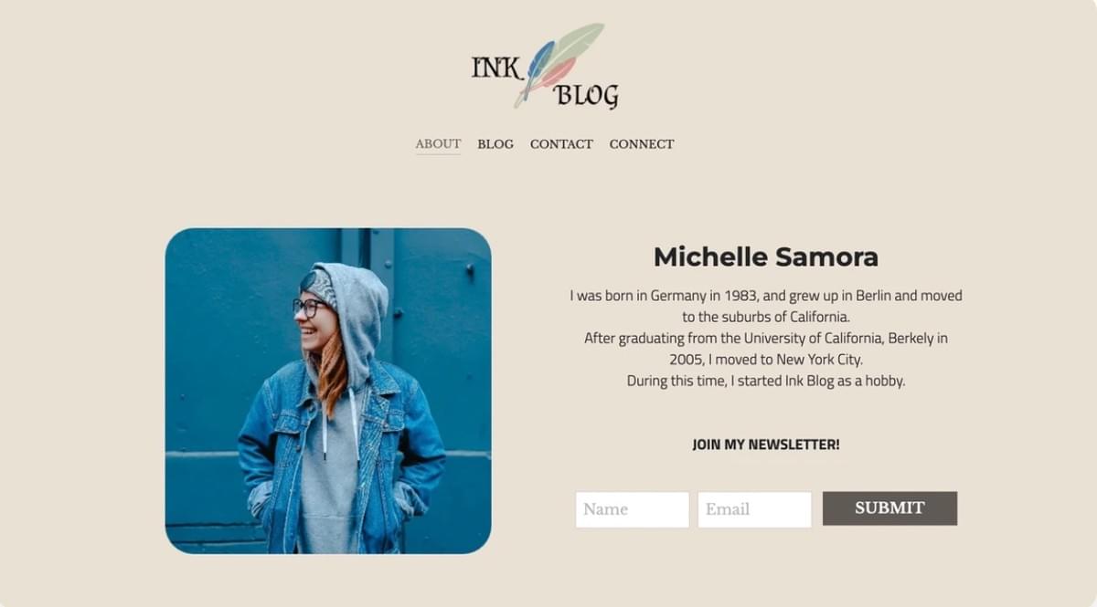 Tinta Blog Modelo da Strikingly