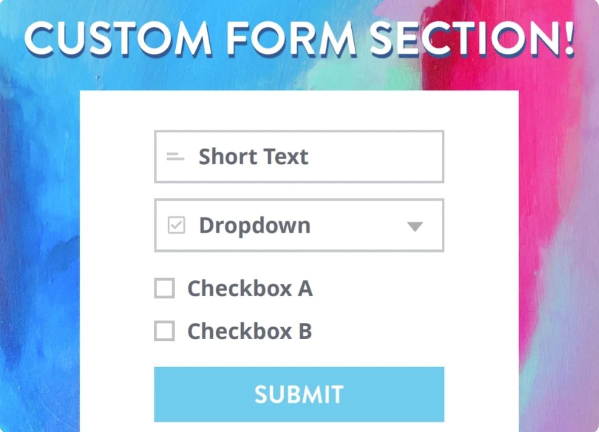Seção de Formulário Personalizado da Strikingly