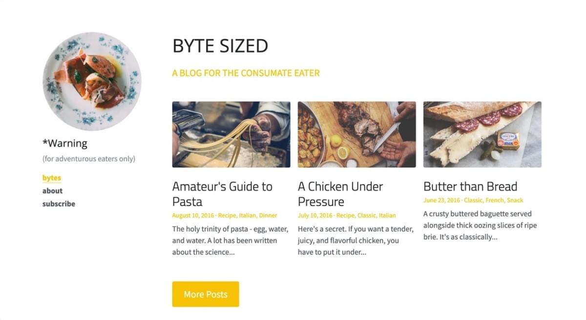 Byte Sized Blog Sjabloon van Strikingly