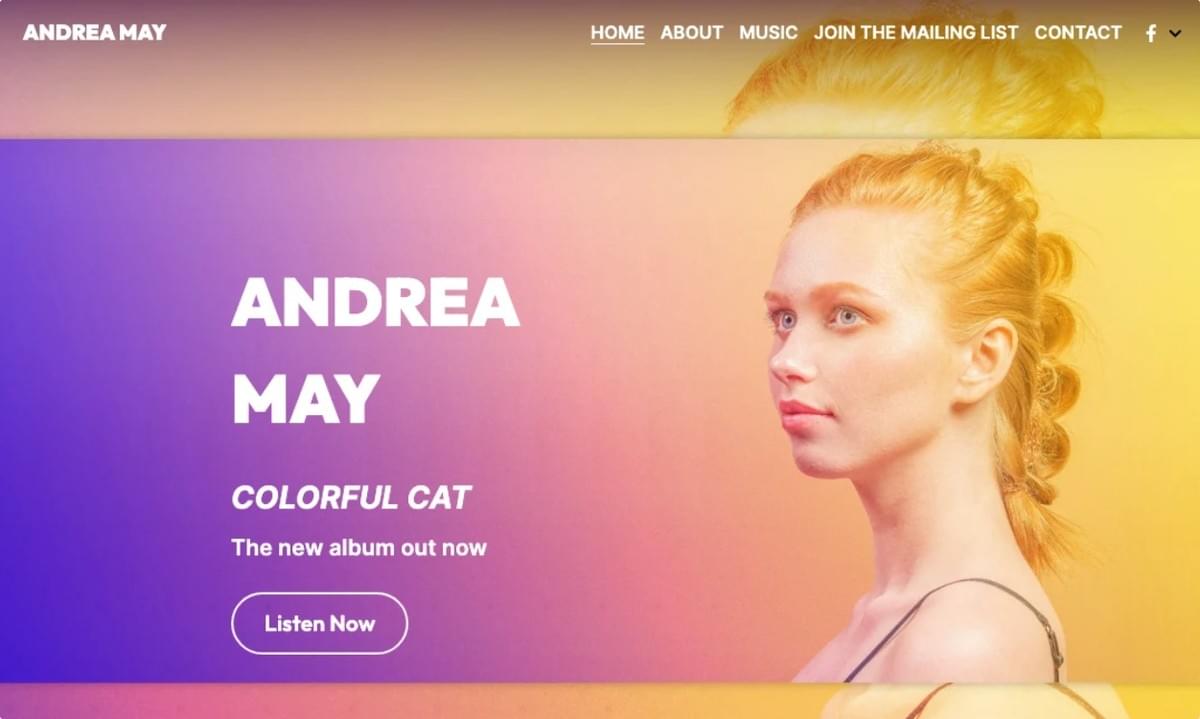 Andrea May Vorlage von Strikingly