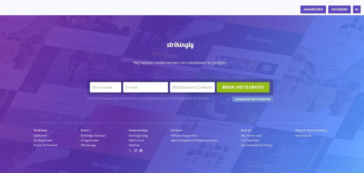 Opvallende websitevoettekst