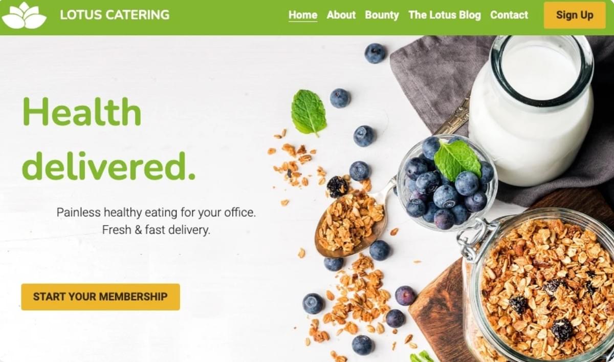 Lotus Catering Sjabloon van Strikingly