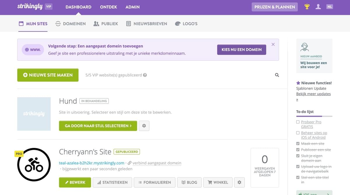 Opvallend voor de naadloze integratie van Pinterest voor bedrijven - Maak of Bewerk een Strikingly Website