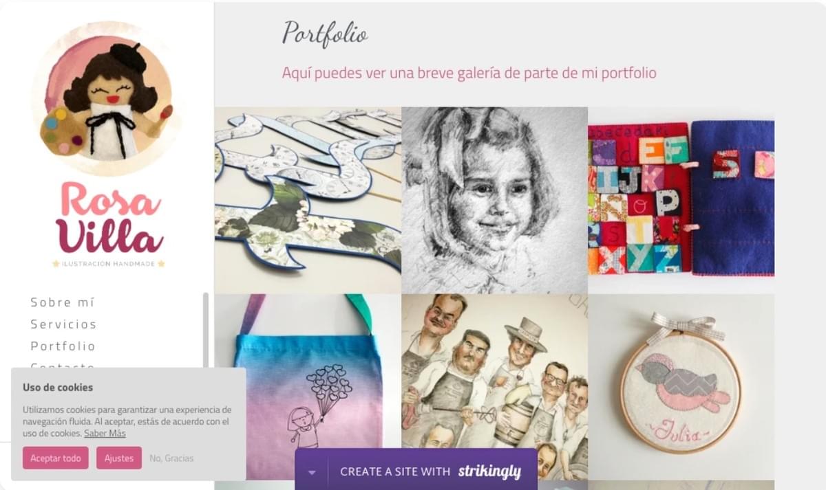 Notificação de cookies no site Strikingly