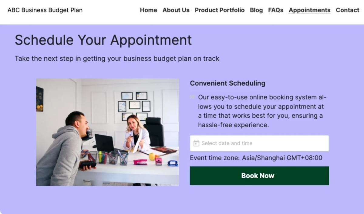 Site de planeamento de orçamento empresarial
