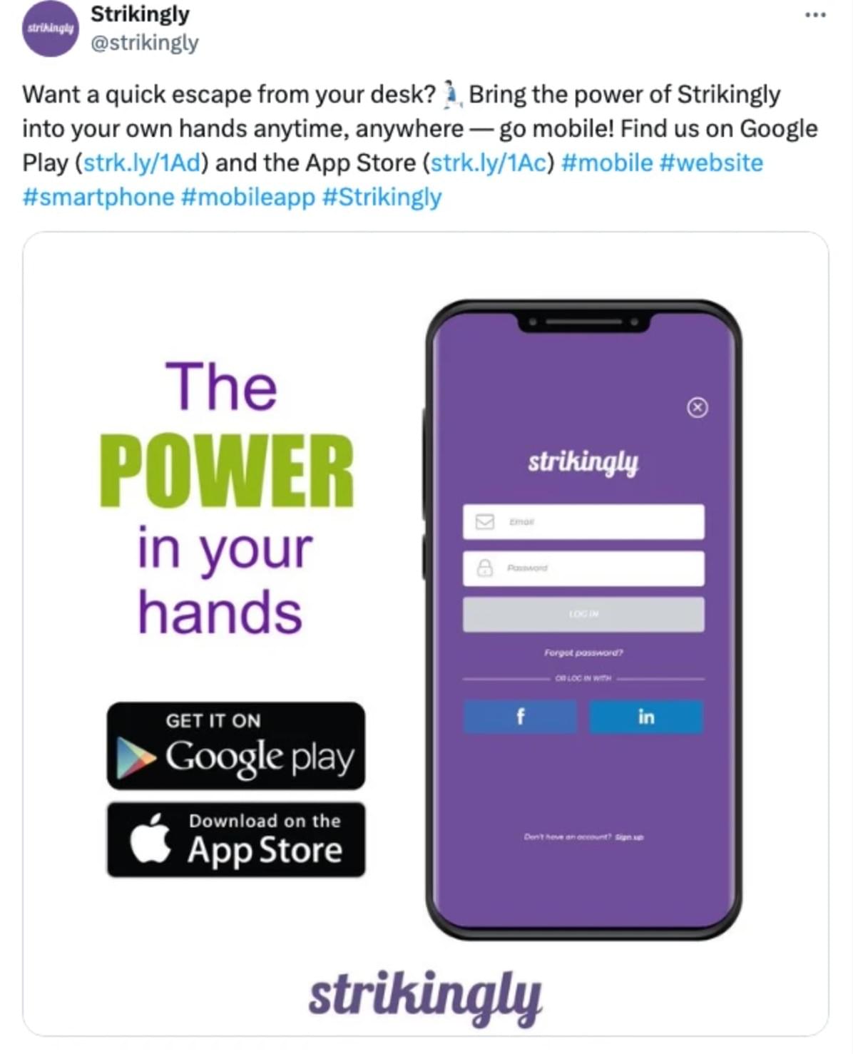 Strikingly Social-Media-Beitrag