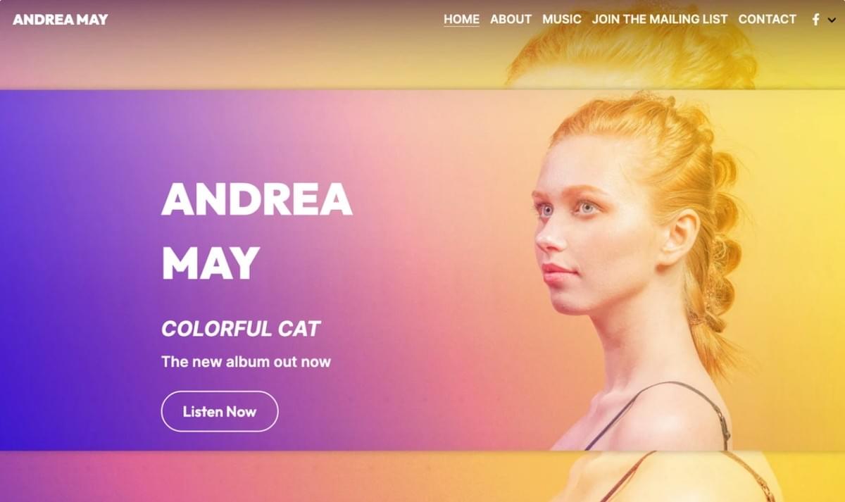 Andrea May Sjabloon van Strikingly