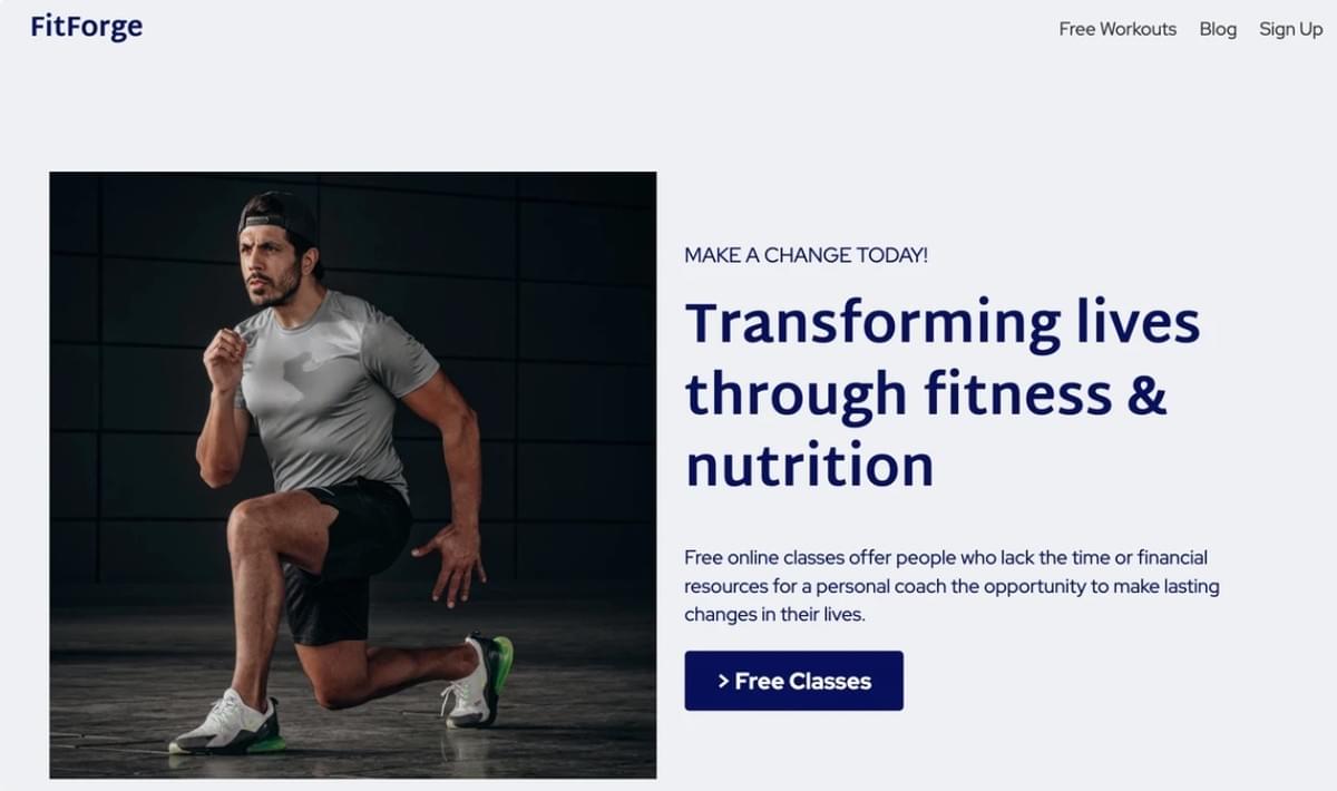 FitForge-sjabloon van Strikingly