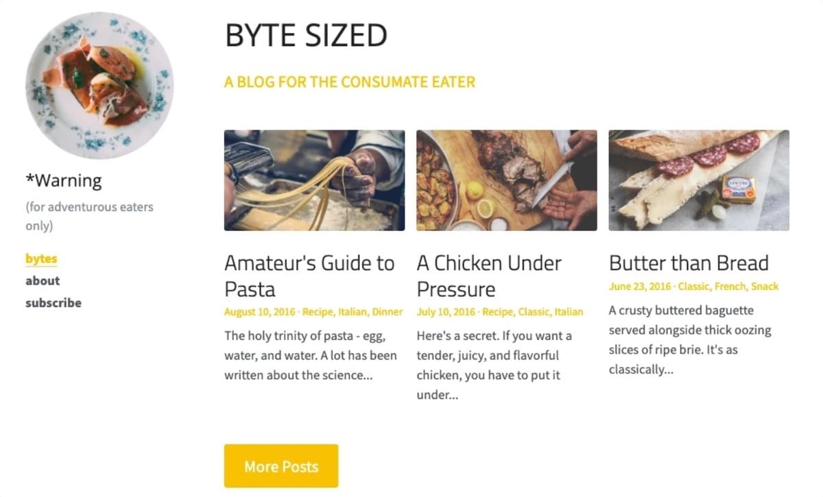 Byte Sized Template von Strikingly