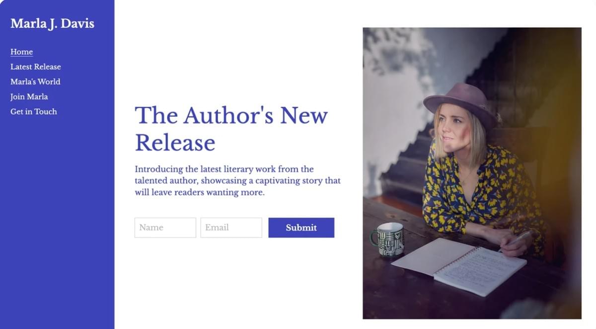 Modelo de livro de autor da Strikingly