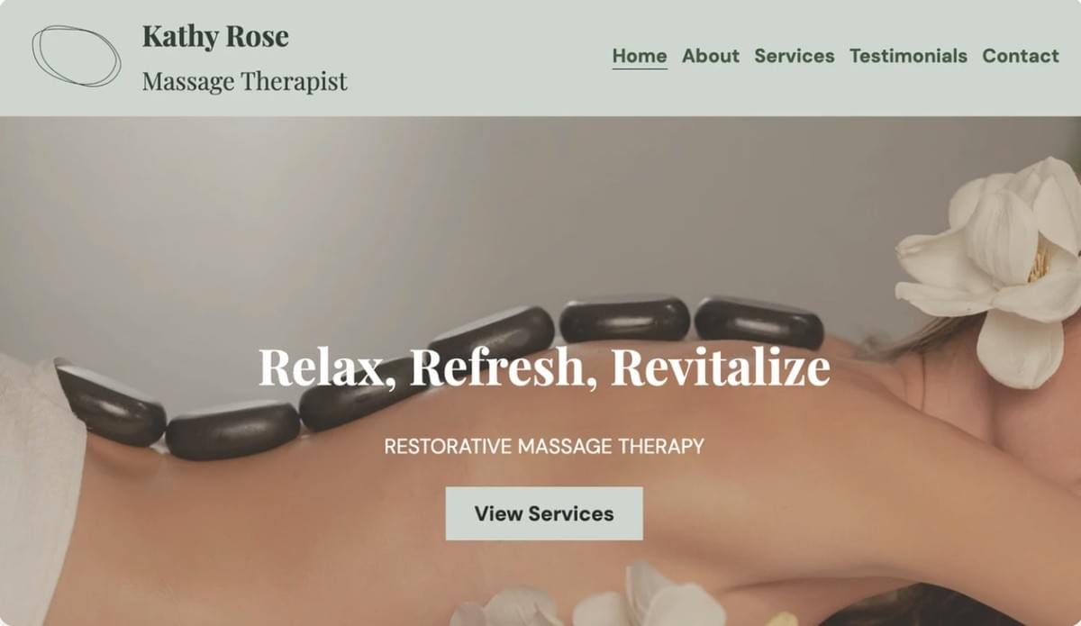 Sjabloon voor massagetherapeut van Strikingly