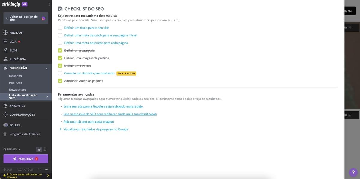 Lista de verificação SEO impressionante