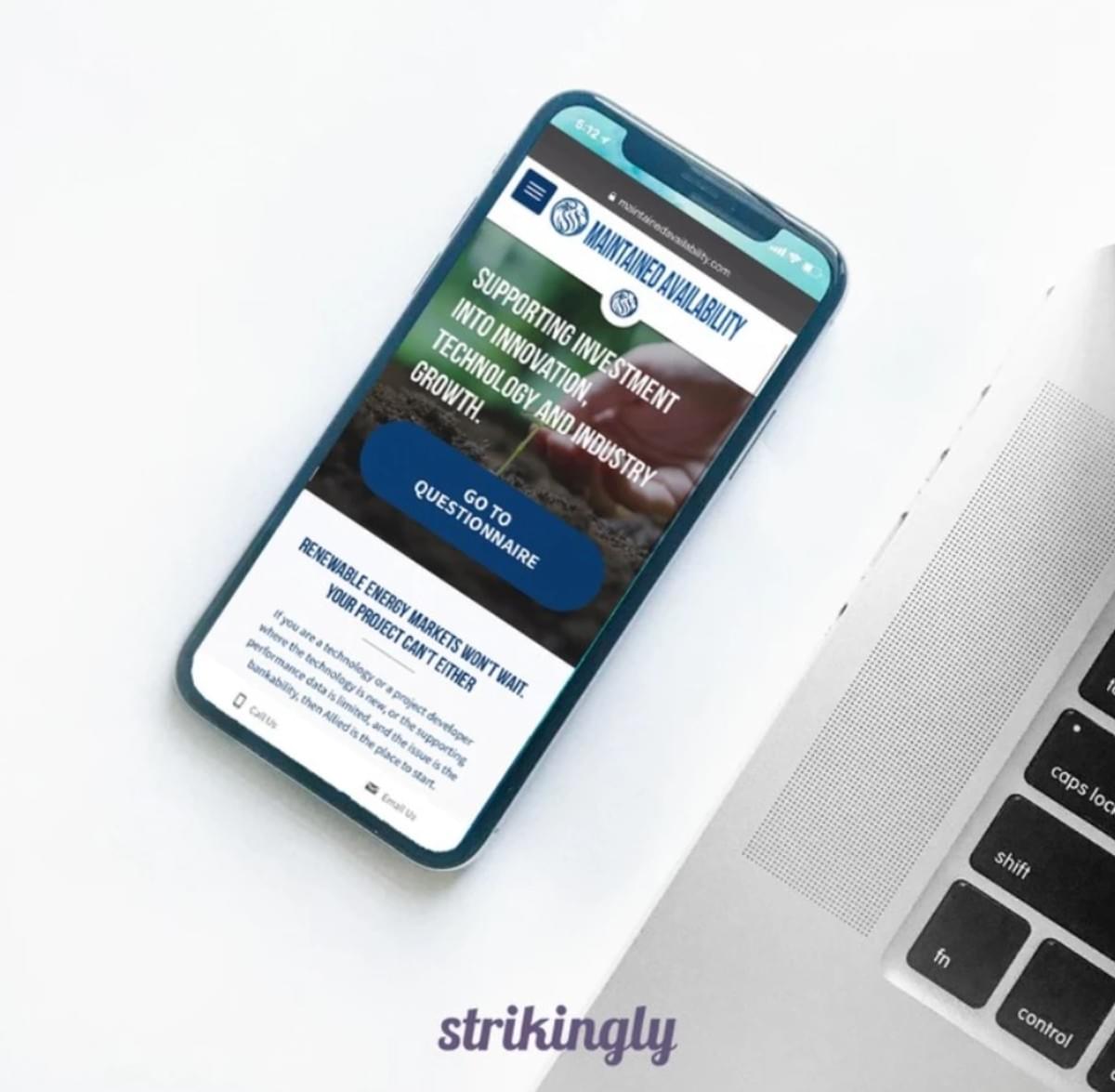 mobiele website gemaakt met Strikingly