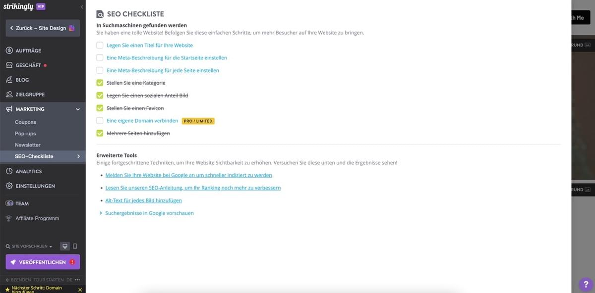 Wie kann Strikingly bei der Bildoptimierung helfen - Bild-SEO