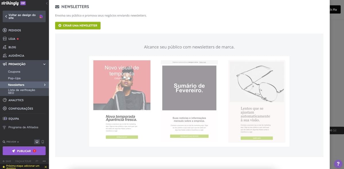 Strikingly Newsletter Recurso