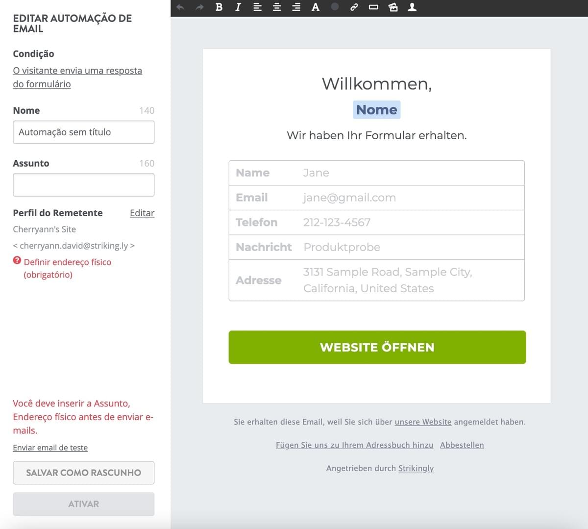 Personalizado Automatização de E-mail