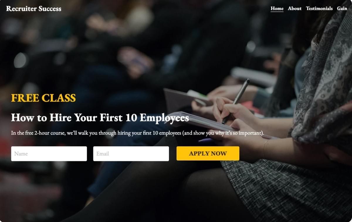 Wervingssucces Template van Strikingly