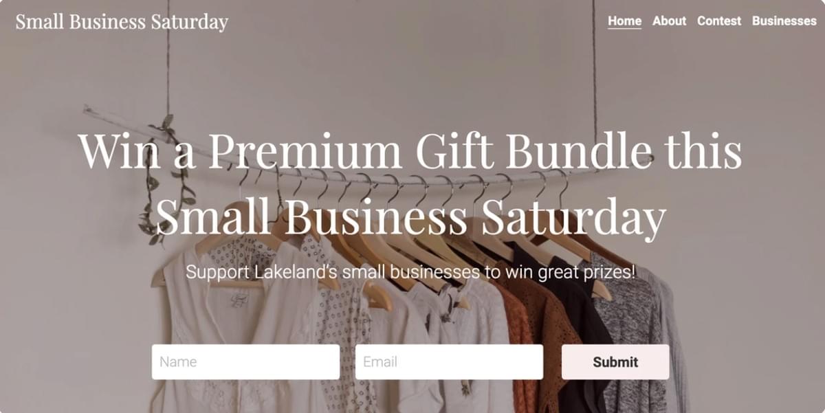 Template de Concurso para Pequenas Empresas da Strikingly