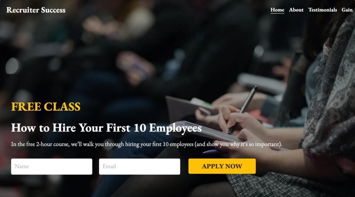 Recruiter Succes Sjabloon van Strikingly