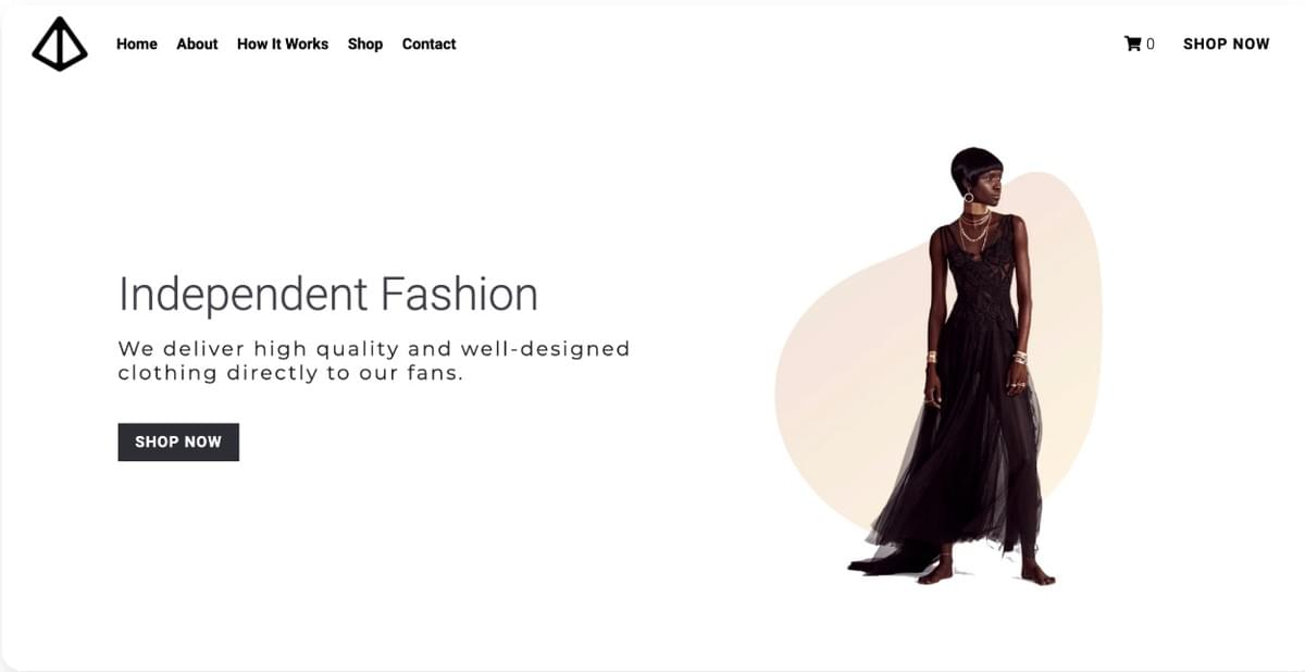 Modelo da Linha de Roupas Glow da Strikingly