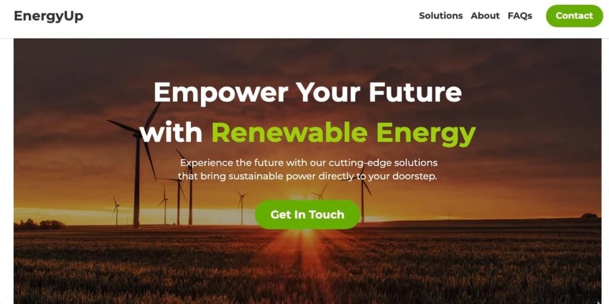 EnergyUp Sjabloon van Strikingly