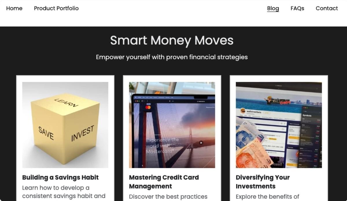 Exemplo de um blog de finanças