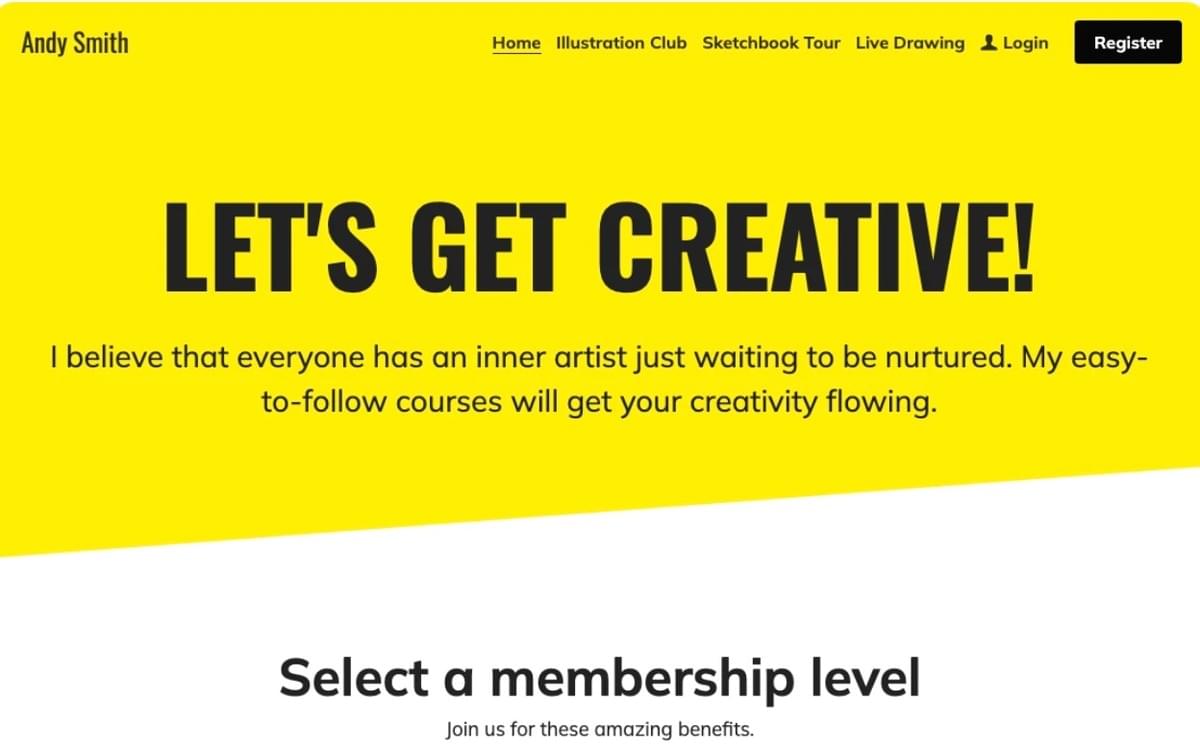 Let's Get Creative Template from Strikingly