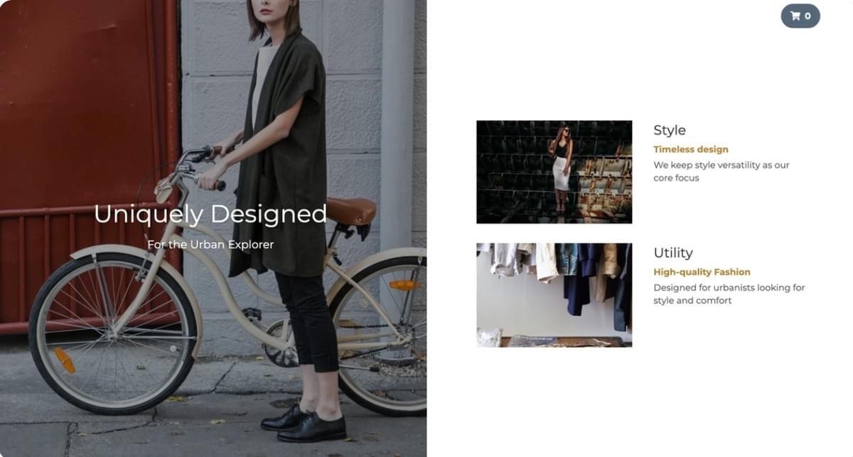 Design de Site de E-commerce Perspectiva da Strikingly