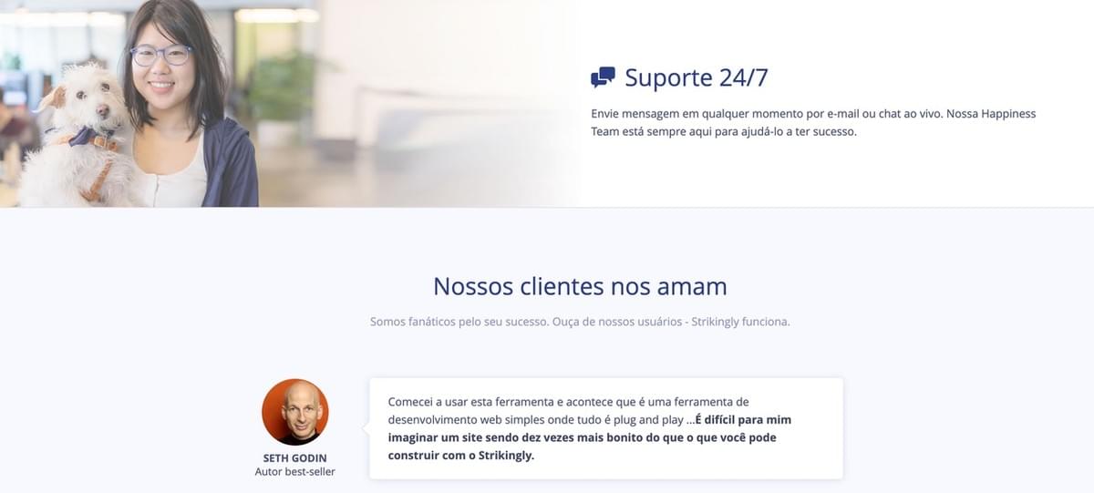 Suporte ao Cliente 24/7 da Strikingly
