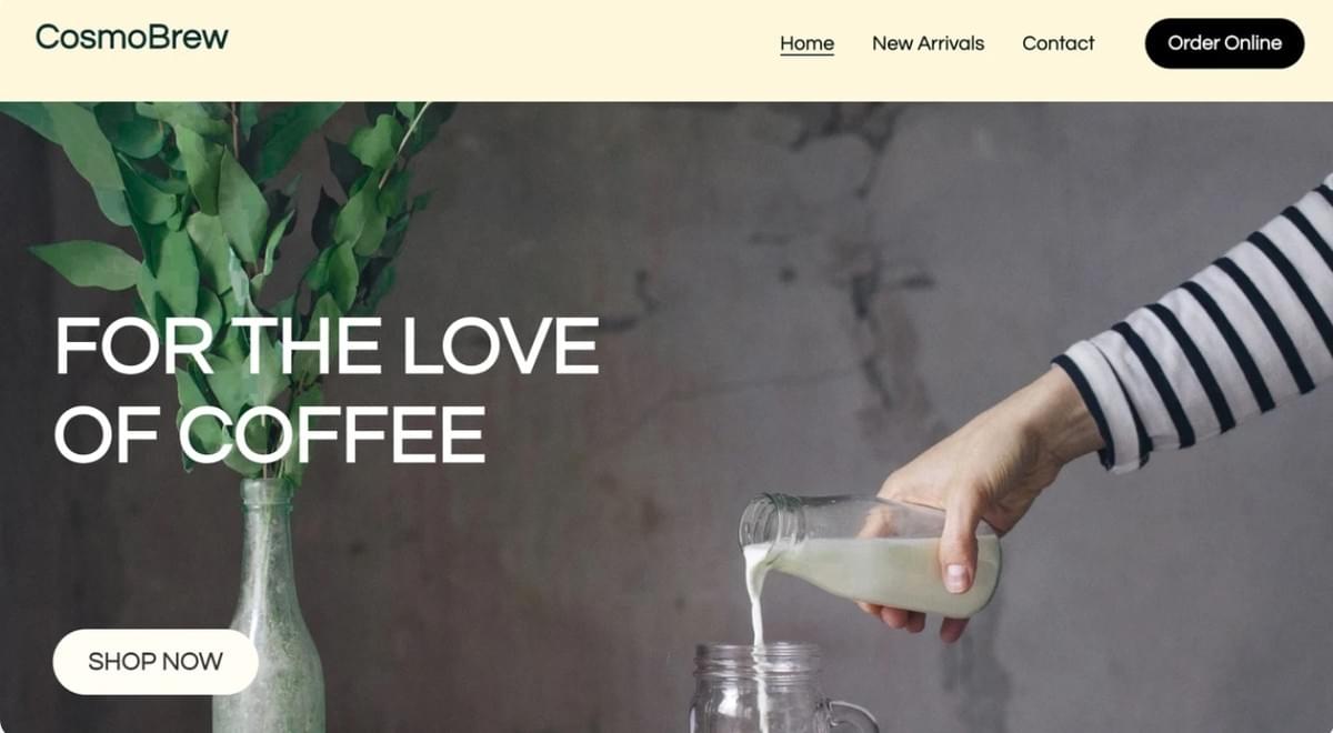 Modelo Cosmo Brew da Strikingly