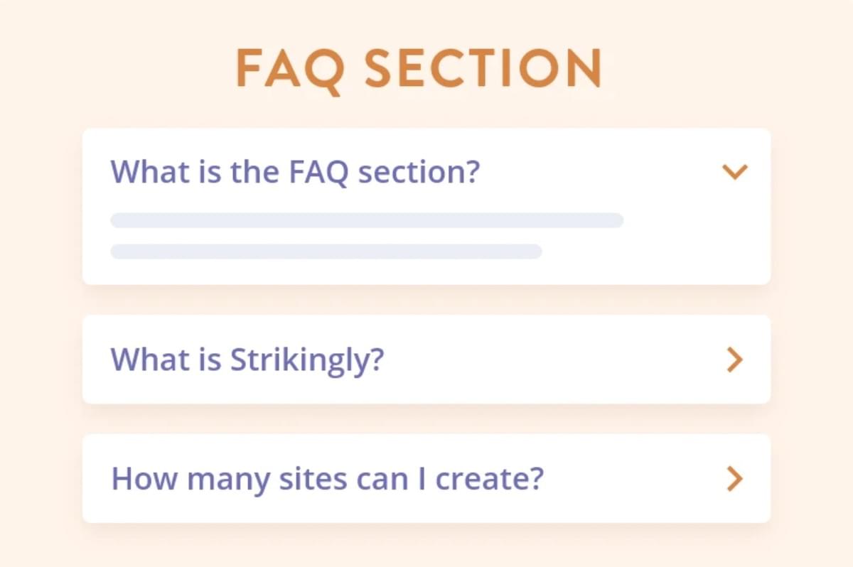 Anúncio de Recurso de FAQ da Strikingly