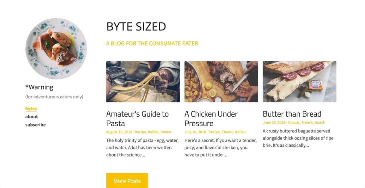 Byte Sized Template van Strikingly