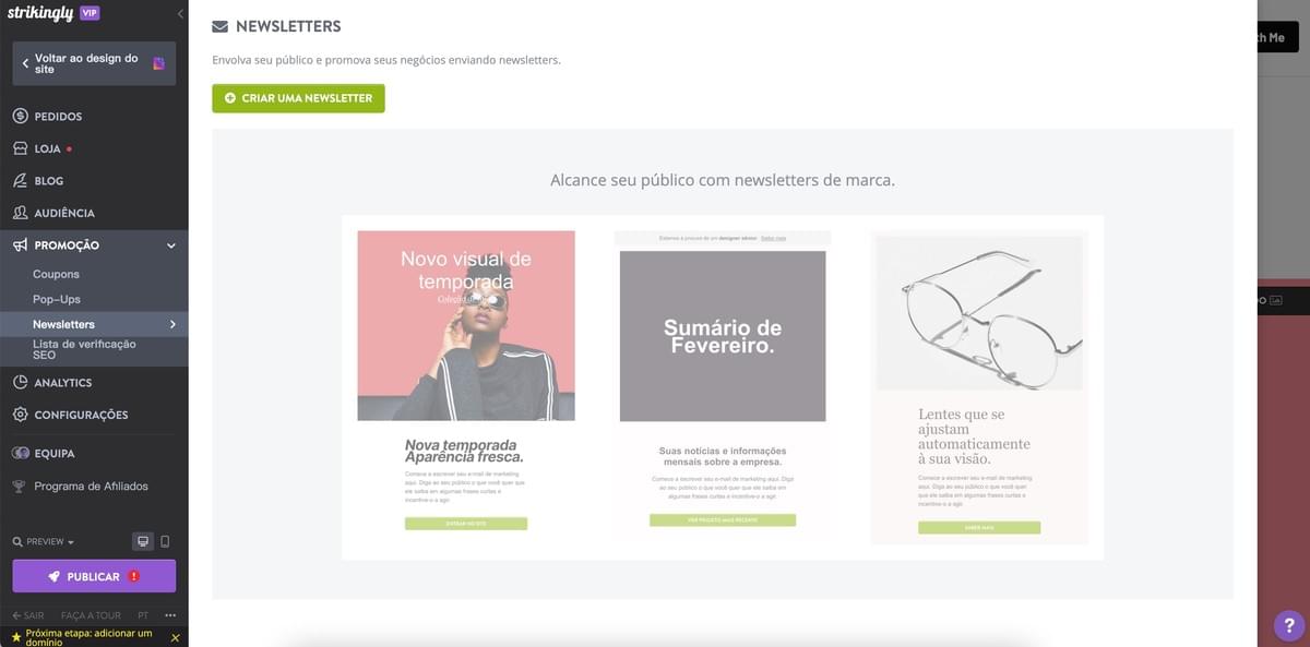 Strikingly Newsletter Recurso