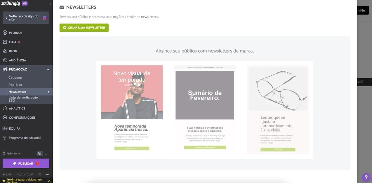 Newsletter Strikingly