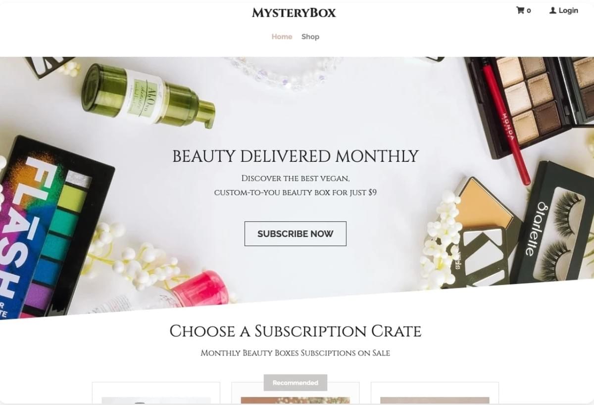 MysteryBox-sjabloon van Strikingly