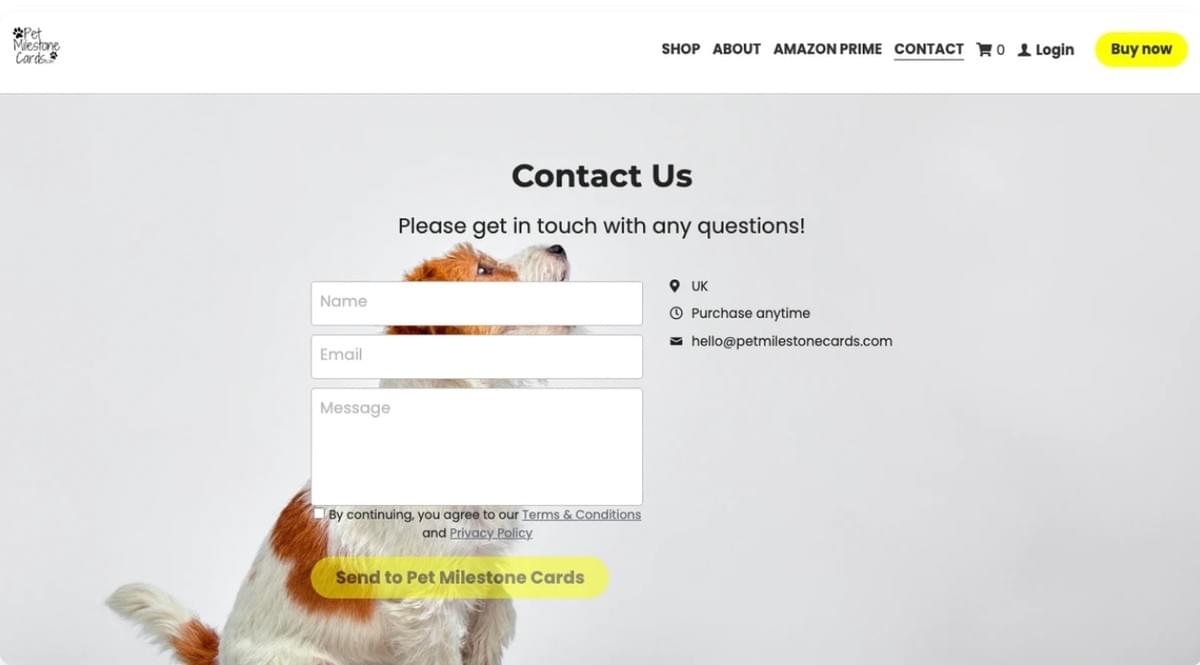 Pet Milestone Cards zakelijk e-mailadres