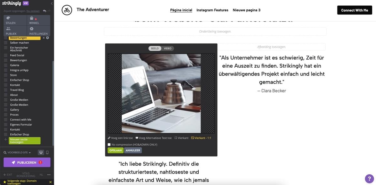 Hoe voeg je een vectorafbeelding toe aan een Strikingly-website - Pas grootte en positie aan