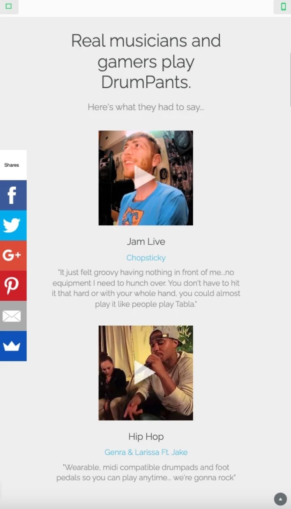 Website eines Strikingly-Nutzers