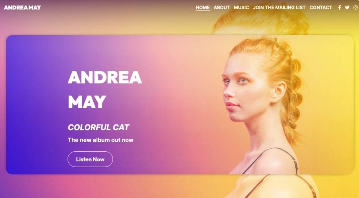 Andrea May Vorlage von Strikingly