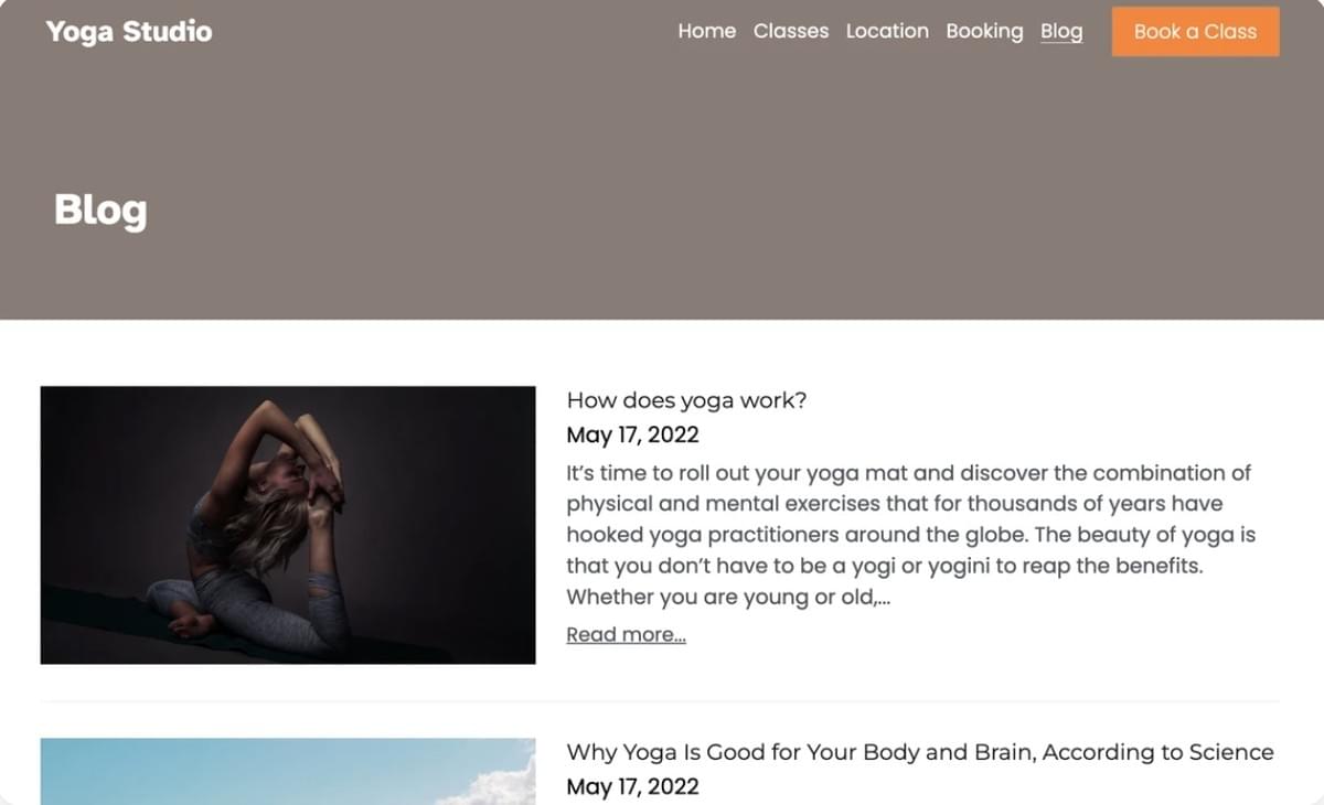 Yoga Sjabloon van Strikingly