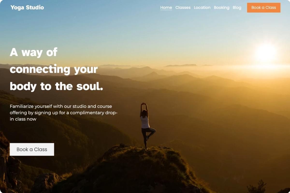 Yoga-sjabloon van Strikingly