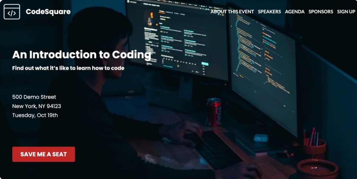 CodeSquare Sjabloon van Strikingly