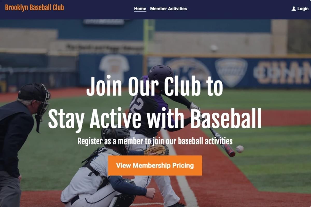 Modelo de Clube de Baseball da Strikingly
